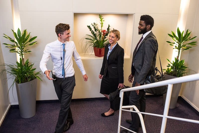 Guests ascending stair case in Edinburgh Training and Conference Venue